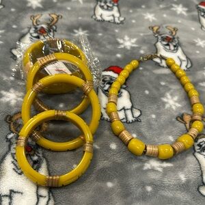 Splendette yellow bangles and necklace set